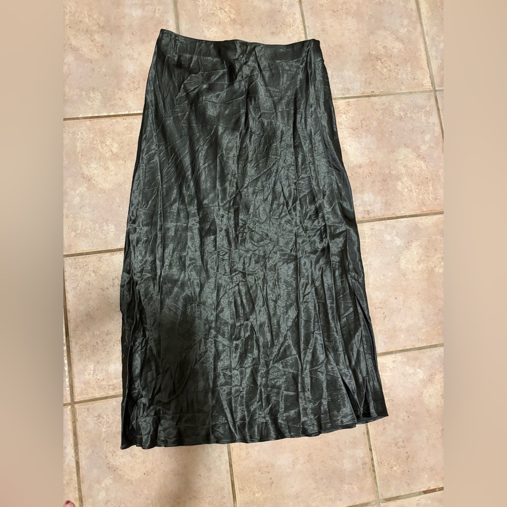 Aritzia Babaton Dark Green Slip Satin Maxi Skirt